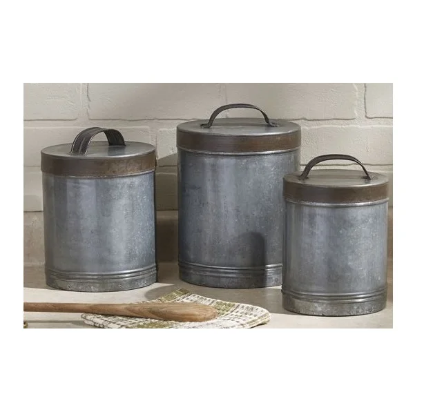 Vintage Design New Look Galvanized Canister Antique Style Handcrafted For Kitchen Uses Food Storage Container In Bulk