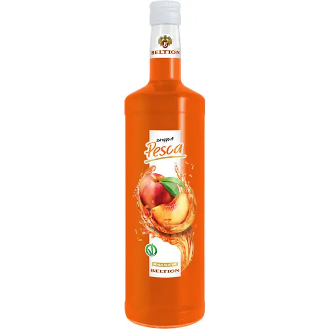 Premium Italian Peach syrup 1000 ml VEGANOK certified to be diluted for drinks for cocktails or for topping