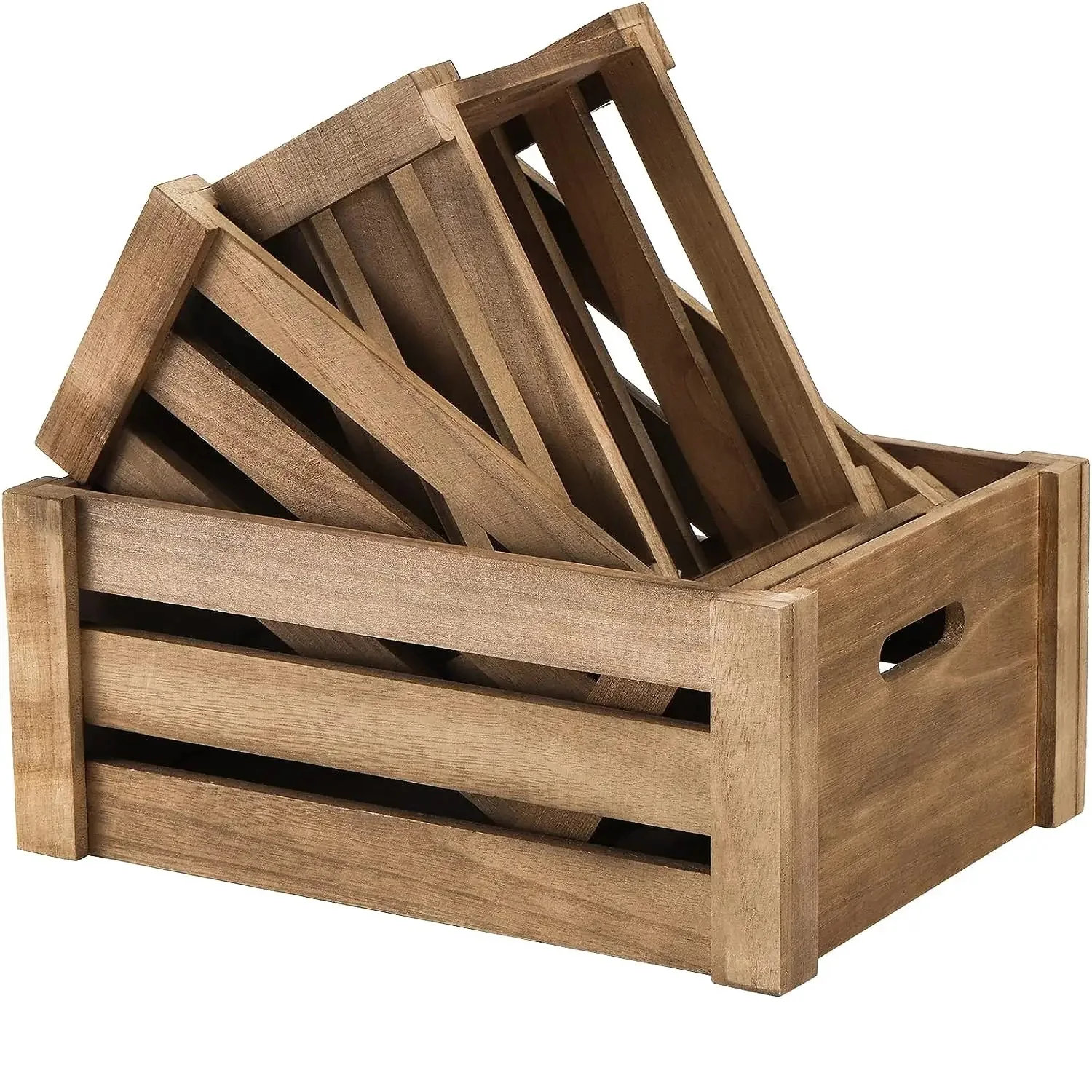 OEM Home Decoration Rustic antique vintage decorative display Wooden Hand crafted crate for storage and farmhouse style decor