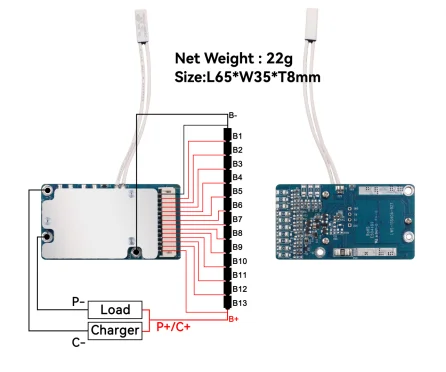 Литиевый модуль LWS Crcuit Lifepo4 BMS 10S 12S 13S 48V 15A 30A 40A Smart 13s переключатель