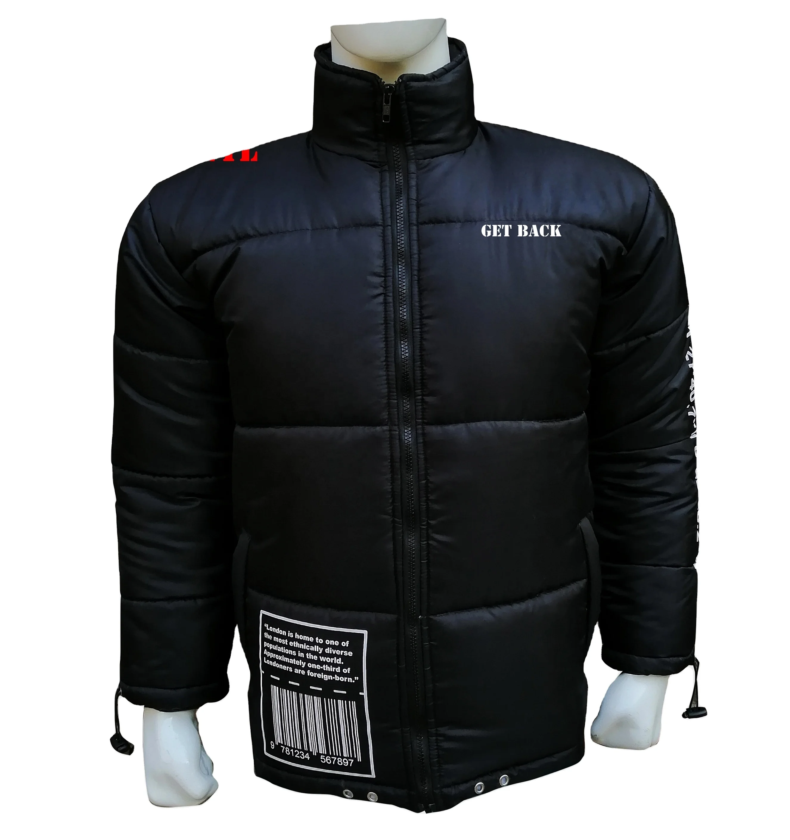Breathable New Design Custom Bubble Puffer Jackets Screen Print London Logo Polyester Wool Insulation Unisex Puffer Coats Quilte
