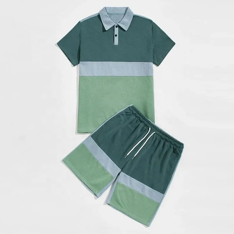 Custom cotton design summer shorts and shirt set men short set men 2 piece sets