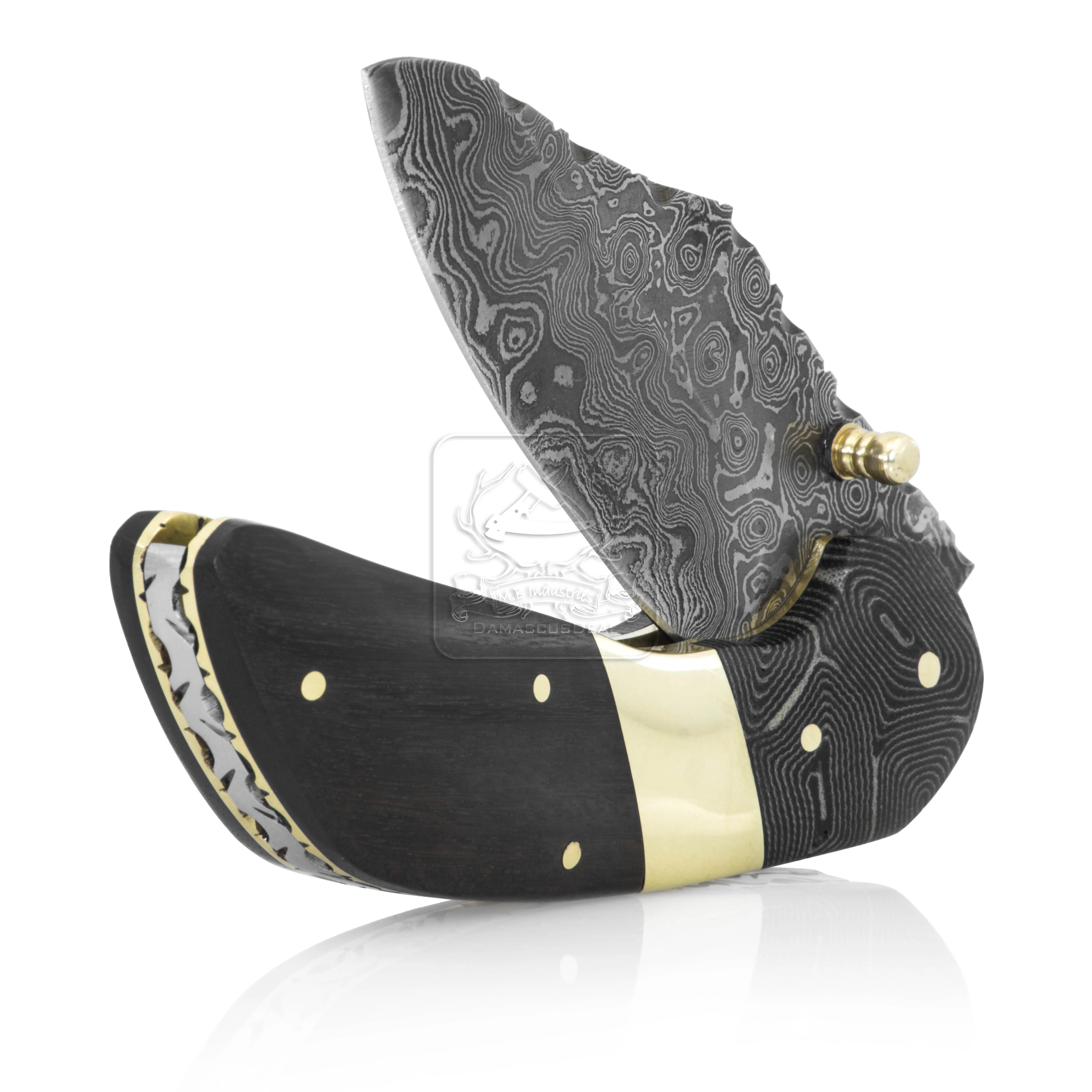 Damascus Steel Folding Knife DD-FK-704 Ebony Wood Pocket Knife Outdoor Survival Hunting Knife Multi Tool Bushcraft Camping