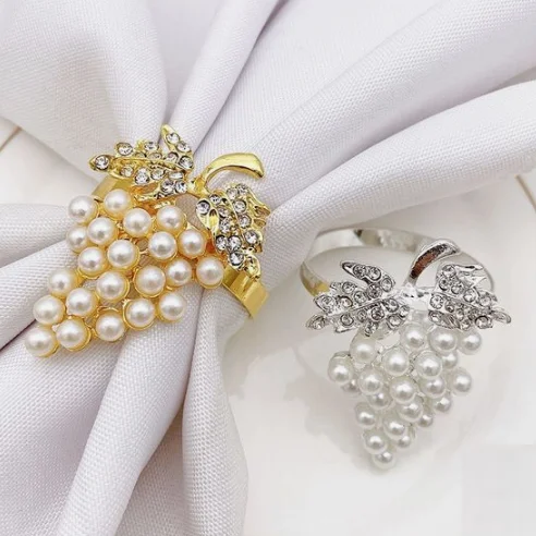 Elegant Style Grapes Silver Gold Decorative Metal Rings Napkin Holder Wedding Hotel Restaurant Factory Customized Napkin Ring