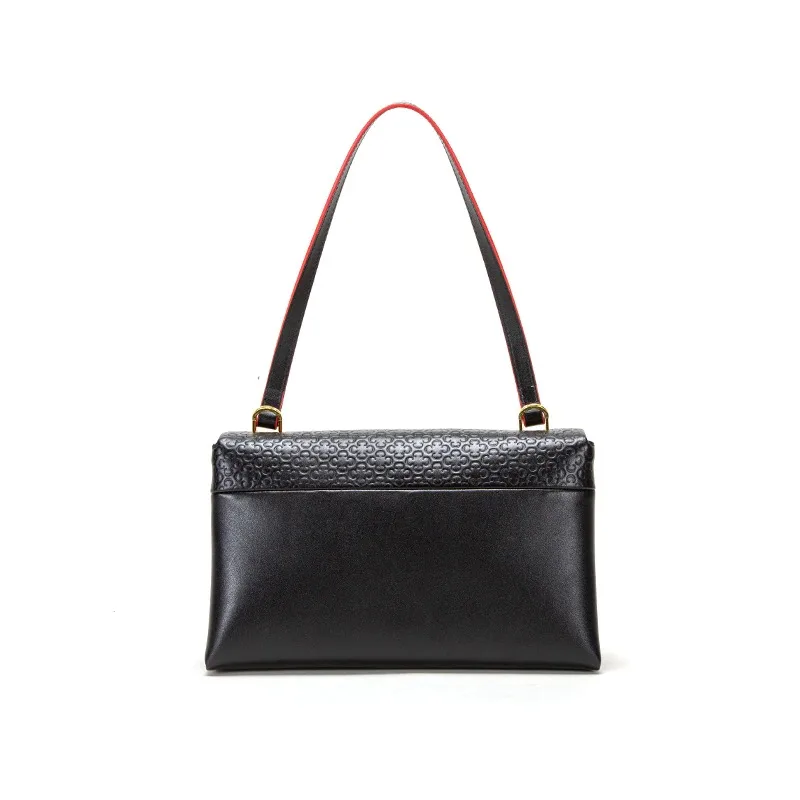 New Premium Women Handbag 100% Leather Soft C Shape Embossed Detachable Shoulder Strap Handbag for Women