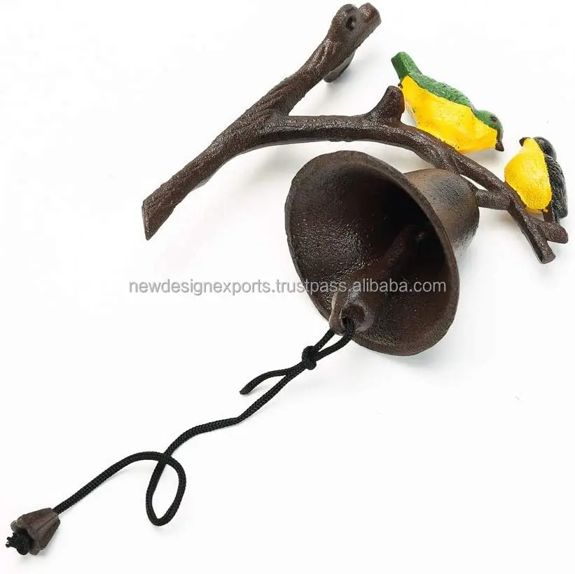 cast Iron Dinner Bell Outside Farmhouse Wall Hanging Bell Antique Lovely Color Birds Decorative Manually Shaking Bell