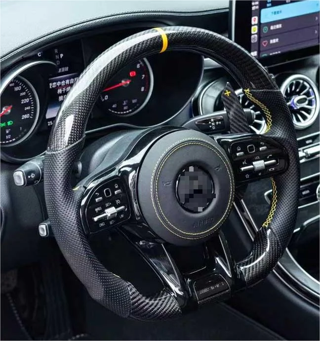 Custom Exclusive Carbon Fiber Steering Wheel with LED Race Multifunction Display for Mercedes Benz