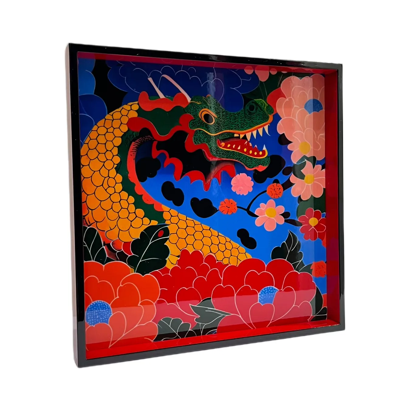 Lacquer  Tray Colorful Modern Dragon Art  25.5x25.5cm Art Halinhthu Casa Customized size and design From Vietnam Manufacturer