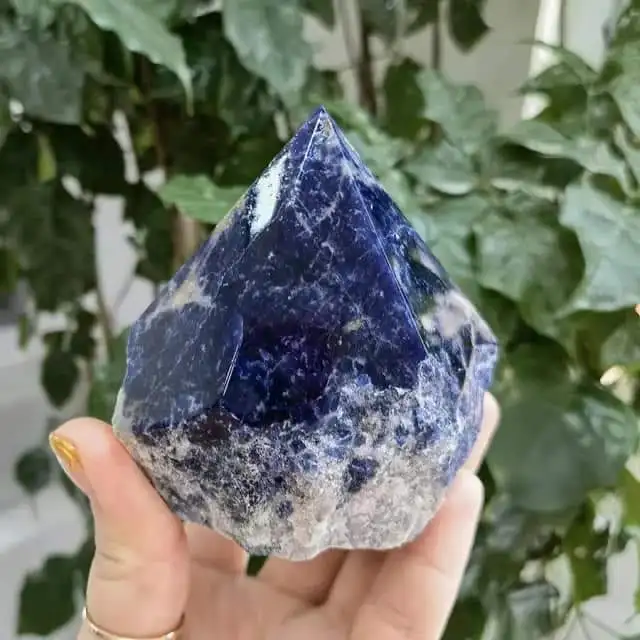 Natural Stone Lapiz Lazuli Top Polished Raw Point With Natural Base Crystal Point and Tower for Reiki & Decoration