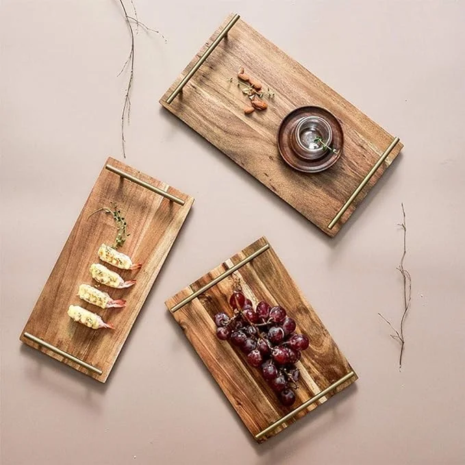 Wholesale Manufacturer Design Table Serving Acacia Wood Platter Supplier Oval Top Wooden