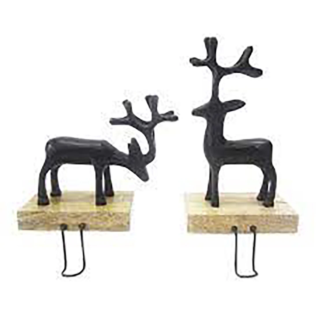 Handmade Metal Christmas Stocking Reindeer Holder Deer Shape Wooden Base Decoration Customized Sized