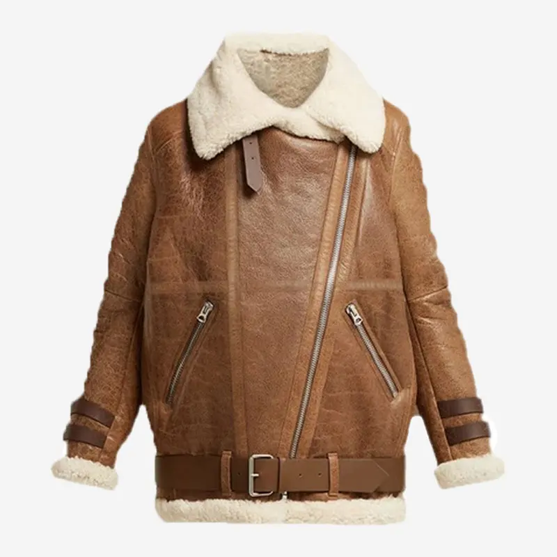 Top Quality Distressed Leather Coar Aviator Pilot Leather Jacket Coat