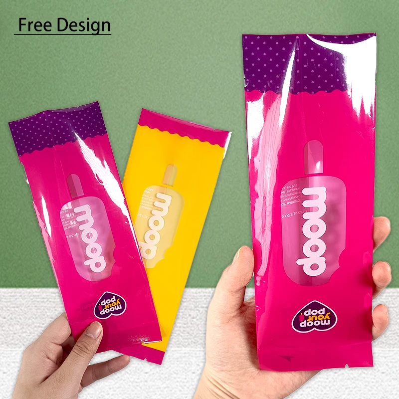 Customized Glossy 3.5g Ice Cream Popsicle Clear Plastic Bags Back Side Seal Wrapper Frozen Food Packaging Pouch