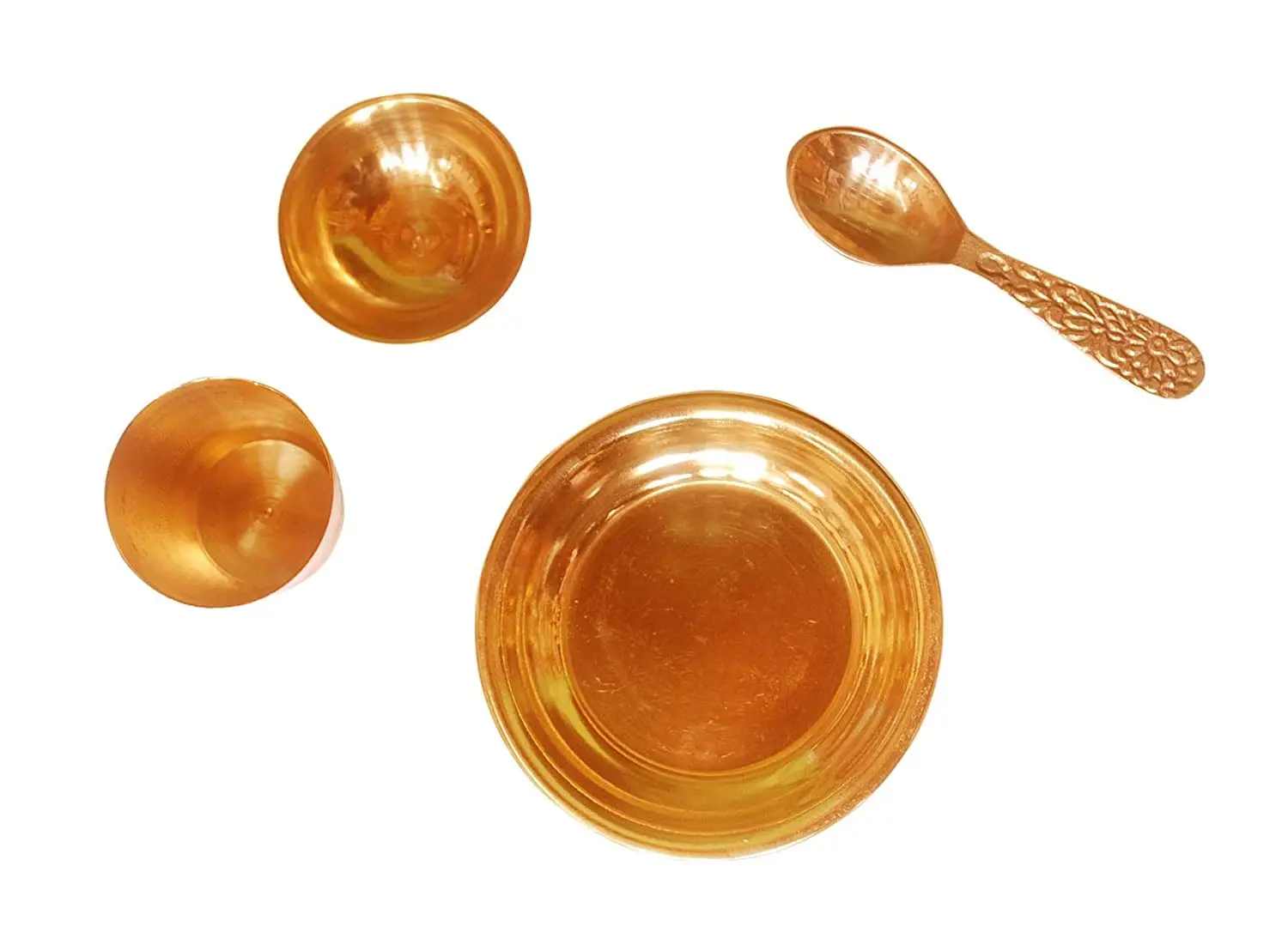 New Product Kitchen Cooking  Export High Quality Home Kitchen Brass Bartan/Bhog Thali Set for Laddu Gopal Small Gold Plated