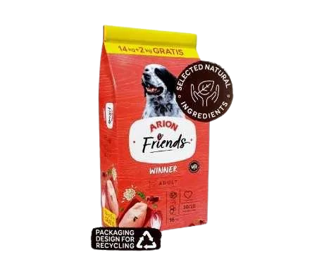 Arion Friends Winner 14+2Kg Dog food High-energy Muscle recovery Joint health Active dog nutrition L-carnitine