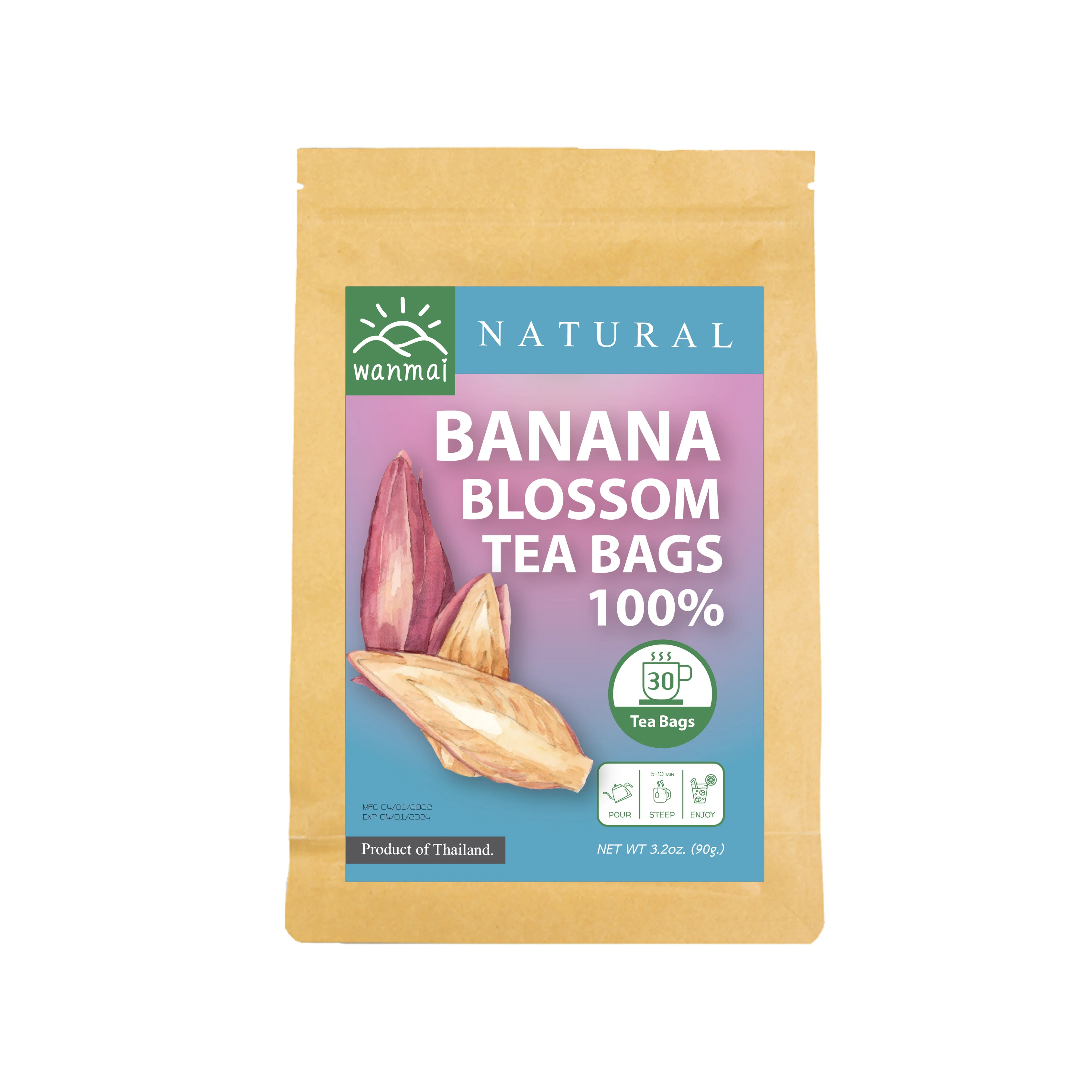 WANMAI29  Banana blossom Tea Supports Vegan and Ketogenic Diets 100% Real Herb in Kraft Steeping Bag