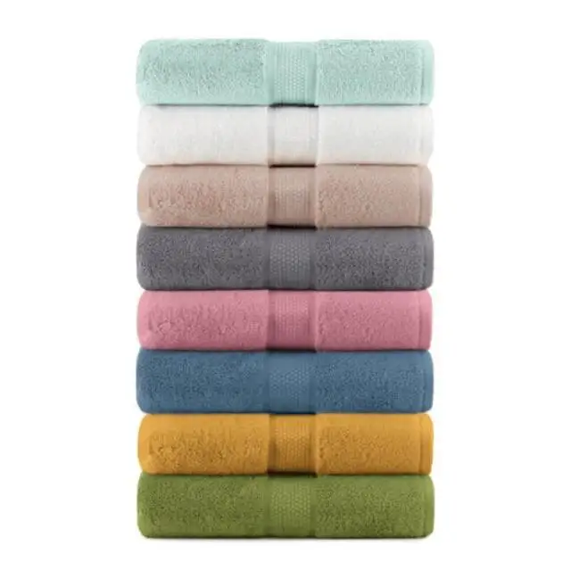 Luxury 100% Cotton Spa Hotel Bathroom Custom Logo Solid Color Terry Face, Hand & Bath Towel Available in Custom Sizes & Colors