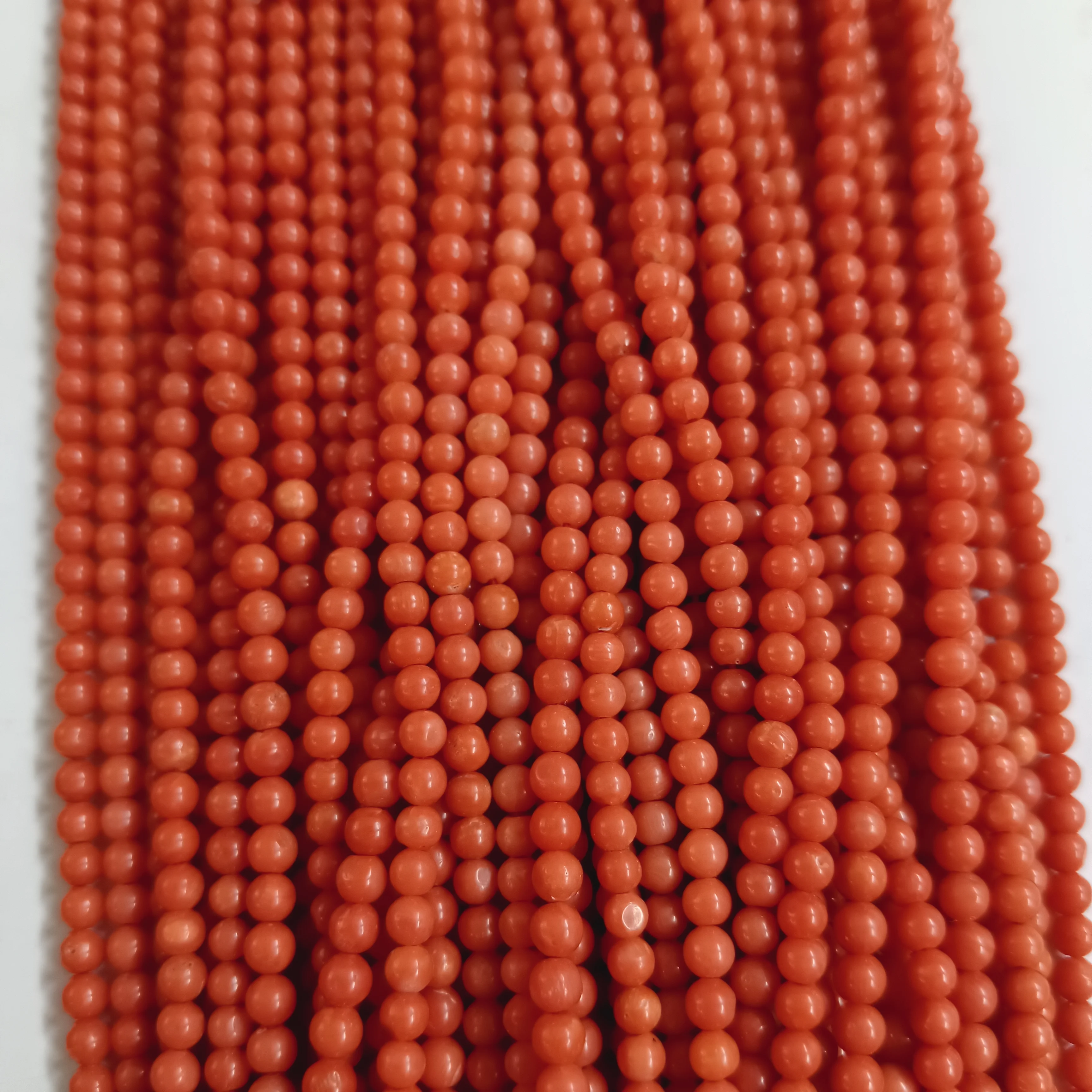 Hot Selling Natural Italian Coral Smooth Round Beads Strand 3.5 mm - 4 mm Loose Round Coral Gemstone Original Coral Wholesale
