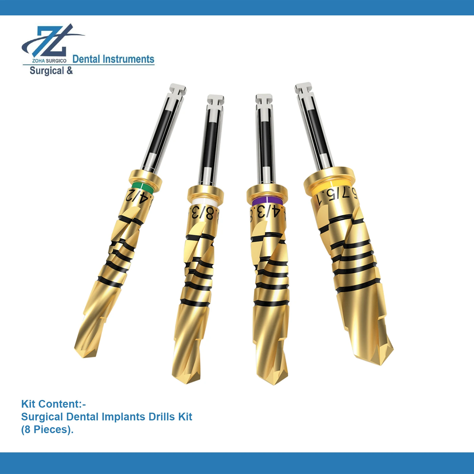 8 шт. набор зубных хирургических Сверл с титановым покрытием