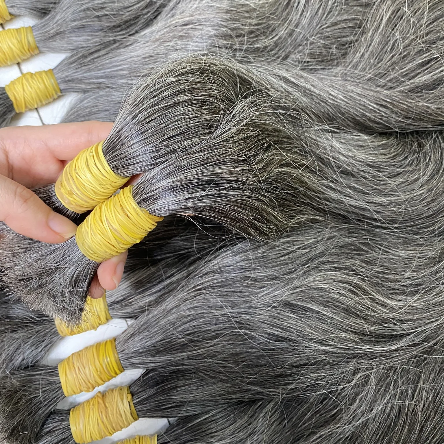 Wholesale Straight Natural Gray Hair In Bulk Vietnamese Human Hair Extensions All Cuticles Aligned