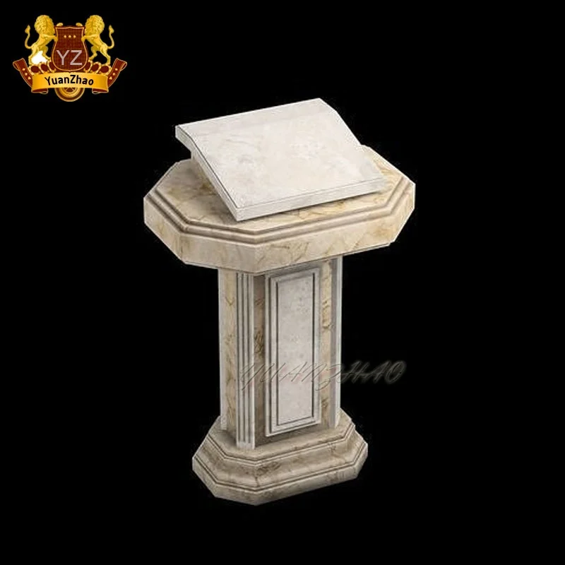 Hand Carved Customize Prayer Pulpit Natural Marble Catholic Table With Pillars