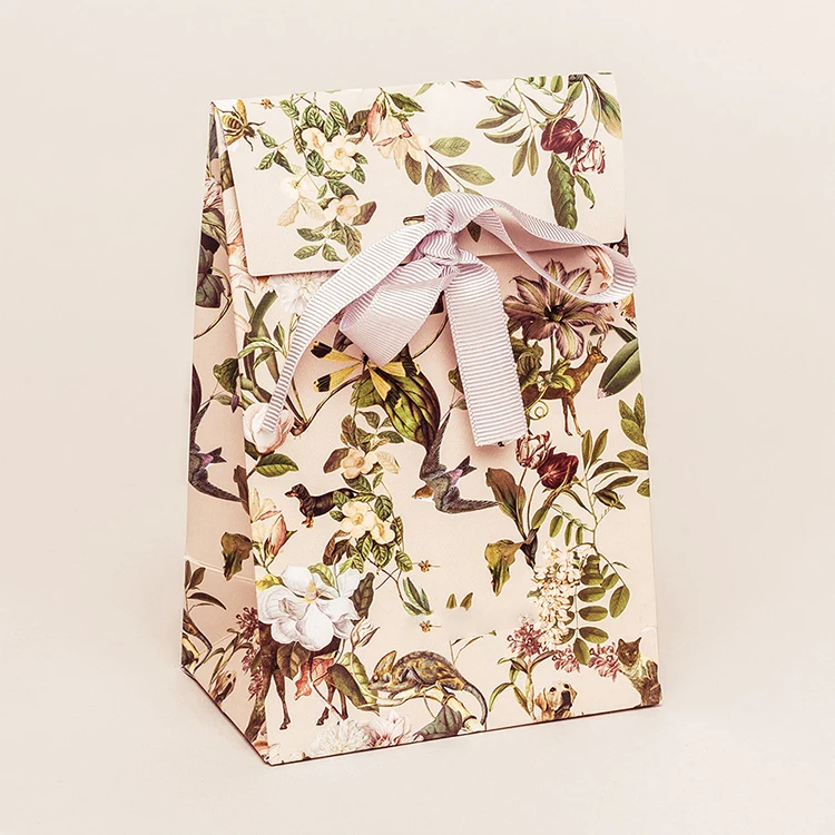 Bag Supplier Promotional Blue Jewelry Packaging Gift Bag Purple Gift Paper Bag Wiht Bow Tie