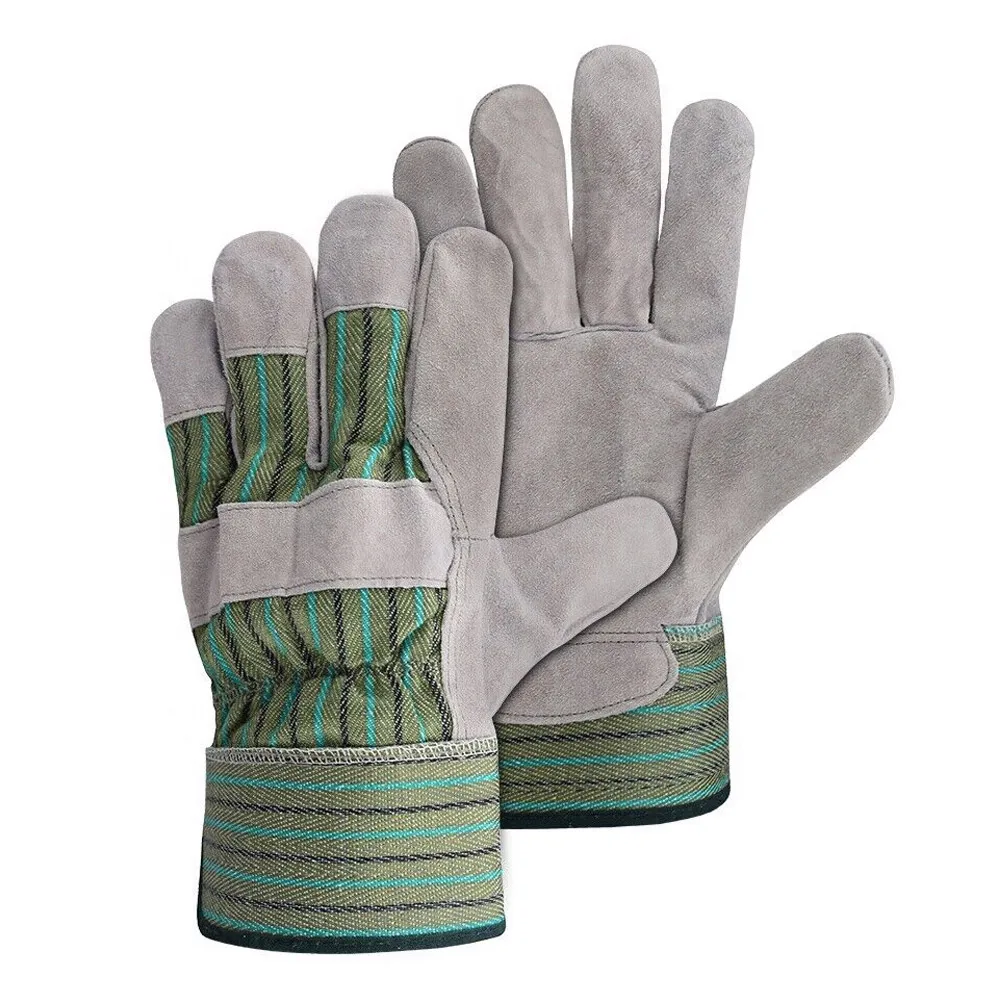 6-Pairs Safety Cow Split Leather Work Gloves Wholesale Hand Made Leather Gardening Working Gloves By Keembro