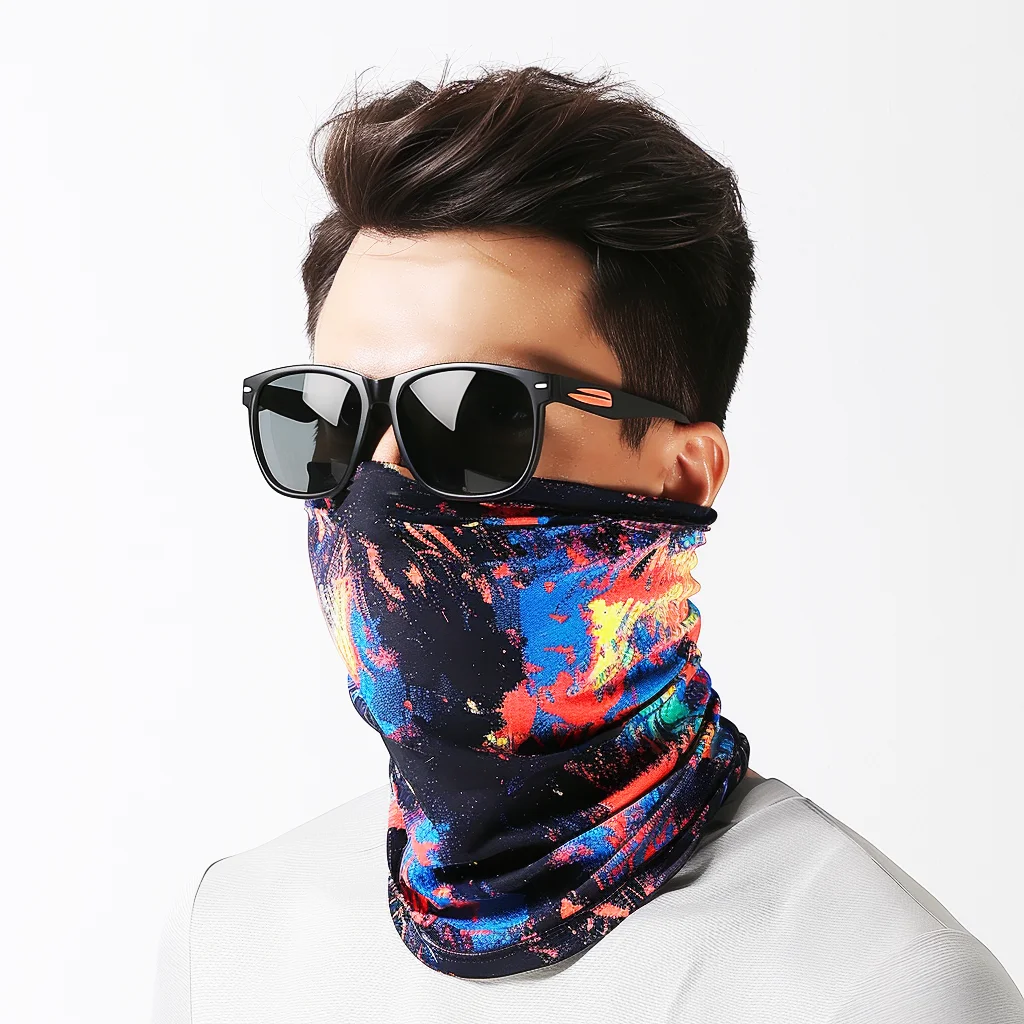 Custom Printed Logo Motorcycle Face Cover Warmer SeamlessTube Neck Gaiters Polyester Sports Headband Bandana Scarf For Men