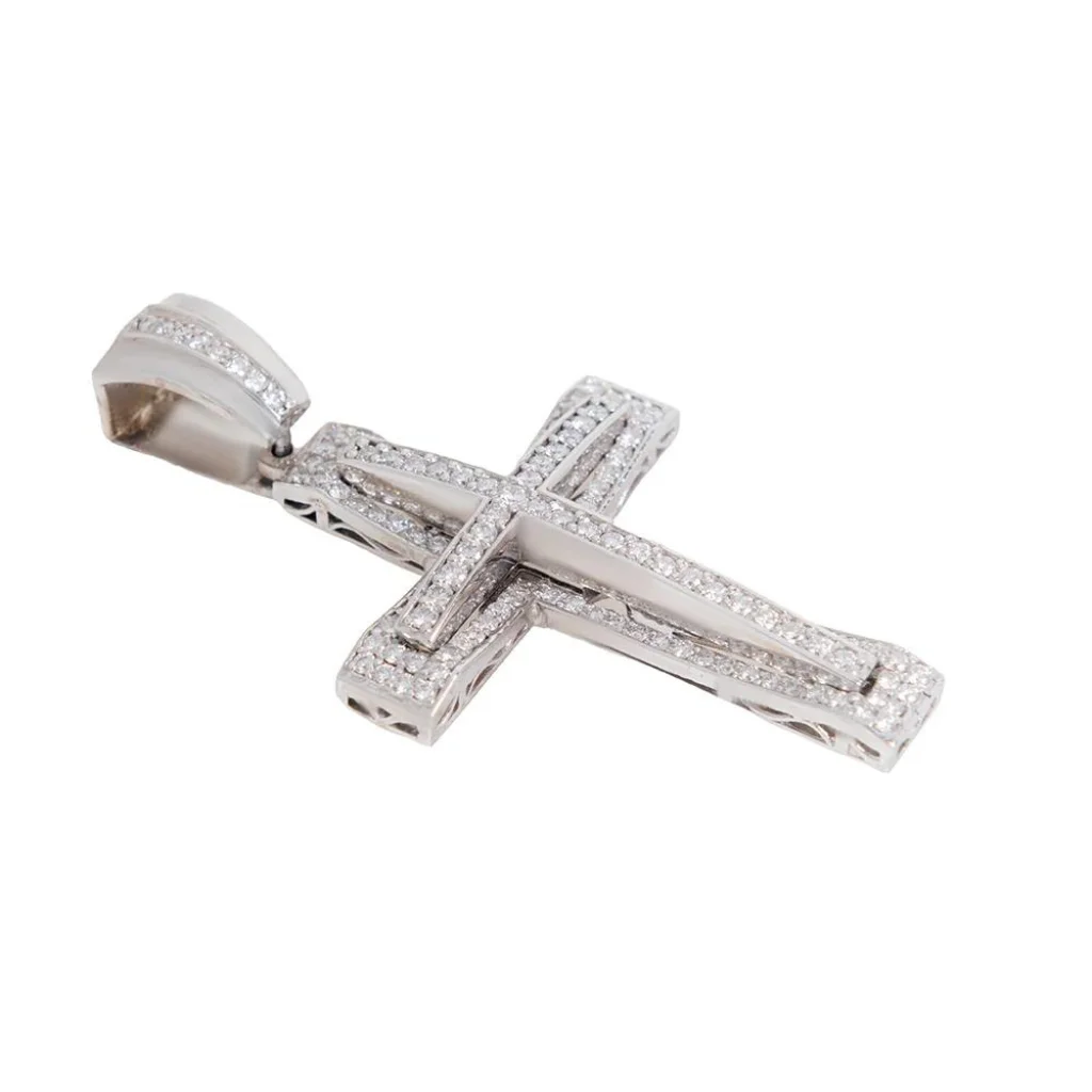 Fine Jewelry Custom 14K Gold Moissanite VVS Diamond Inner Balance Cross Crucifix Charm Pendants