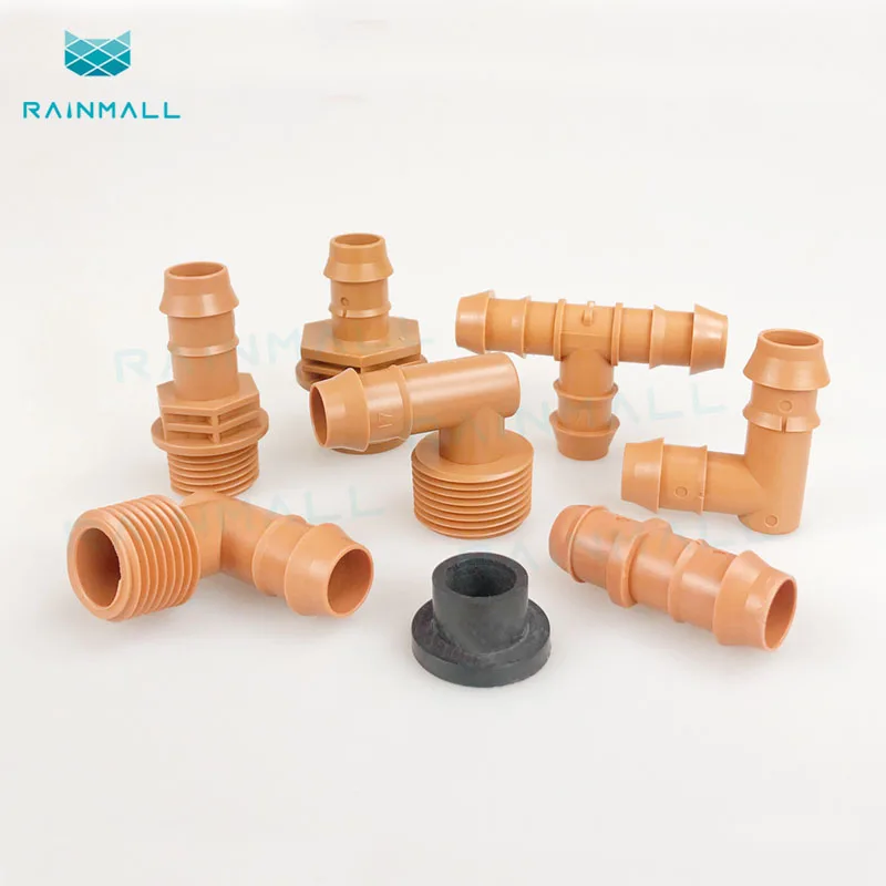 Rainmall Plastic Drip Irrigation Coupling Fitting Barbed 17mm Male Agriculture Irrigation POMTube Fittings Pipe Fittings