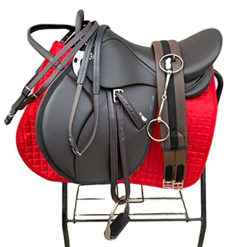 New Arrival Best Design Customized Leather Material Light Weight Horse Riding Saddle In Black Color