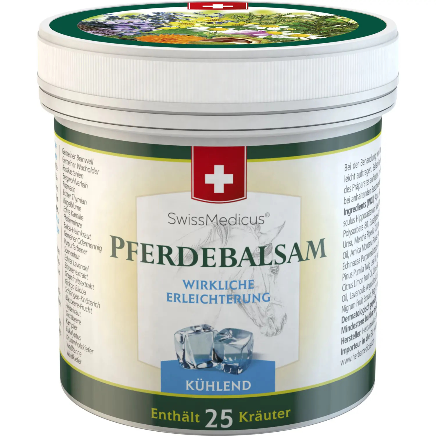 SwissMedicus Pferdebalsam cooling relief for heavy legs, Swiss quality, Pain relief cream, Cooling horse chestnut cream, 250 ml