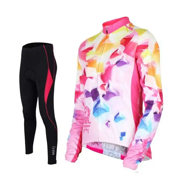 Women Cycling Jersey Bib Shorts Set Summer Mountain Bike Bicycle Suit Anti-UV Bicycle Team Racing Uniform Clothes