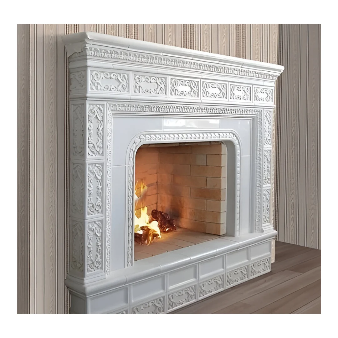 Indoor Beige White Black Gray Stone Fireplace Surround Hand Carved Electric Fireplace Mantel  Guaranteed lowest price