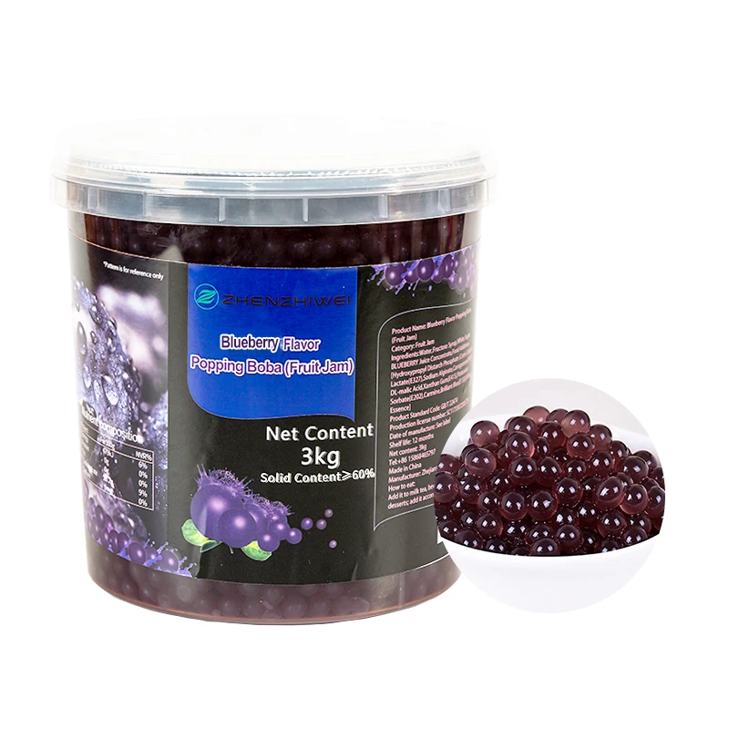 Best Quality Halal Delicious Blueberry Juice Balls Fruit Popping Boba Fresh Juice Blueberry Bursting Pearls Flavor Ready To Eat