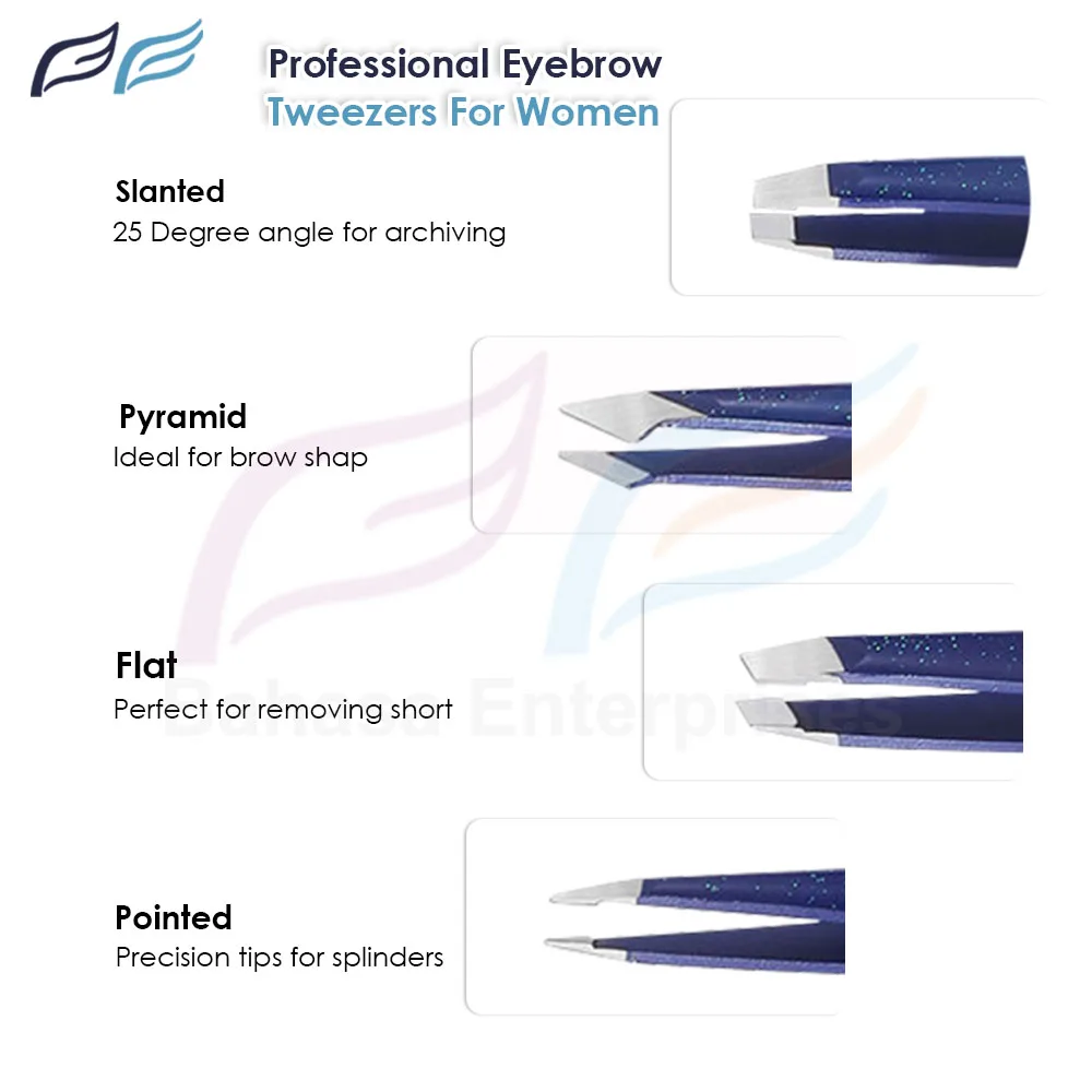 Custom Color Eyebrow Tweezers Set High Quality Pointed Custom Logo Sparkle Beauty Products Women Eyelash Extension Bahasa Pro