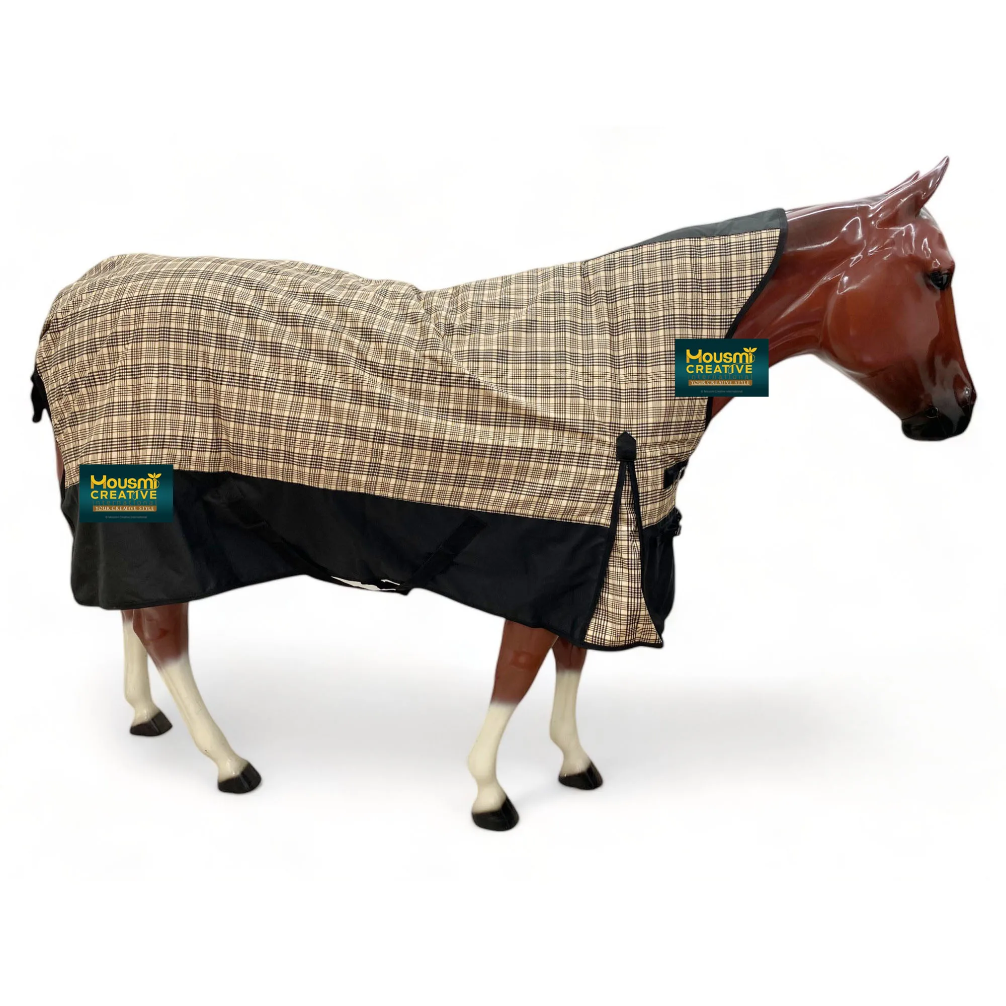 OEM 1200D Ripstop Premium Winter Horse Turnout Rug Custom Filling Nova Check Outer Multiple Designs & Seasons Half Neck Rug Sale