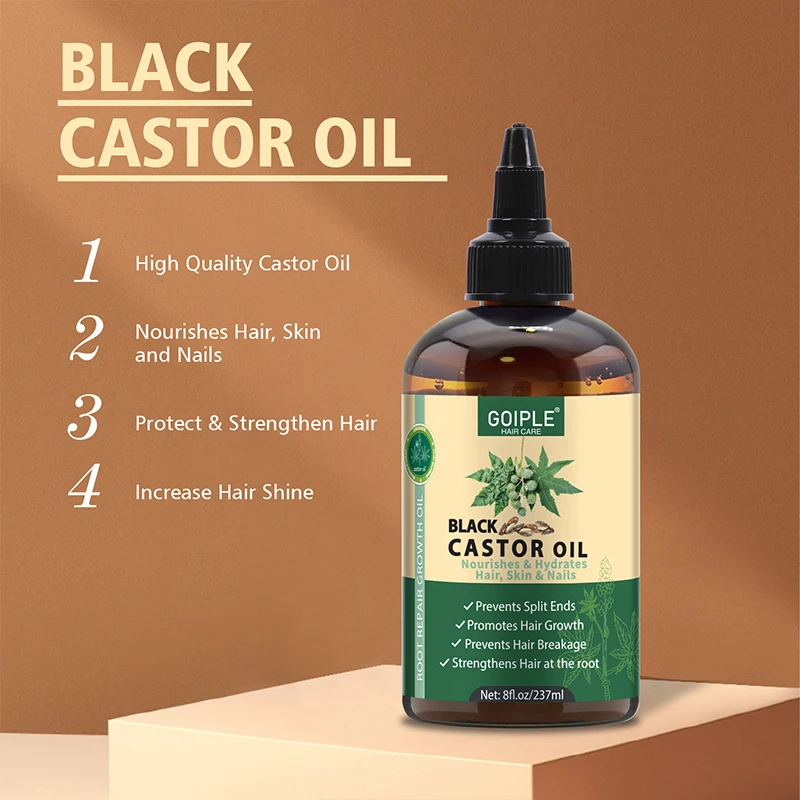 Private Label Natural Pure Jamaican Black Castor Essential Oil Cold Pressed Unrefined for Scalp Treatment Hair Growth Care Serum