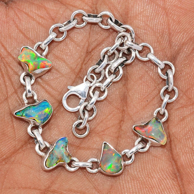 Latest Trendy Wholesale Women 925 Sterling Silver Opal Gemstone Bracelets Manufacture Minimalist Dainty Handmade Women Jewelry