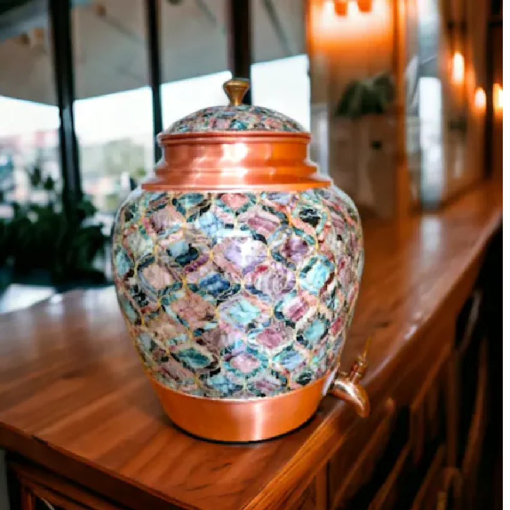 Pure Copper Water Dispenser with two Copper Water Glass At Wholesale and Direct From the Indian Manufacturer at Cheap Price