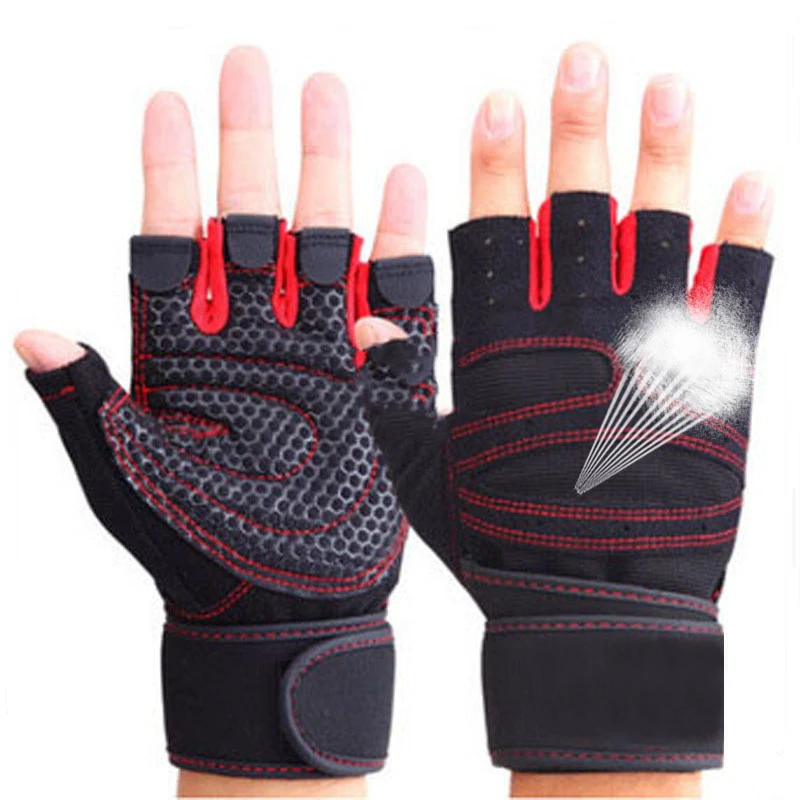 New Wholesale Breathable Fingerless Cycling Sports Gloves Men Women Adjustable Gym Fitness Weightlifting Gloves