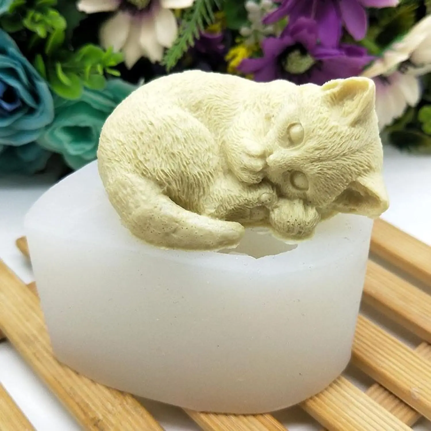 3D Cat Silicone Candle Mold Cute Kittens Styles DIY Handmade Crafts Making Wax Soap Aromatherapy Gypsum Epoxy Resin Mold