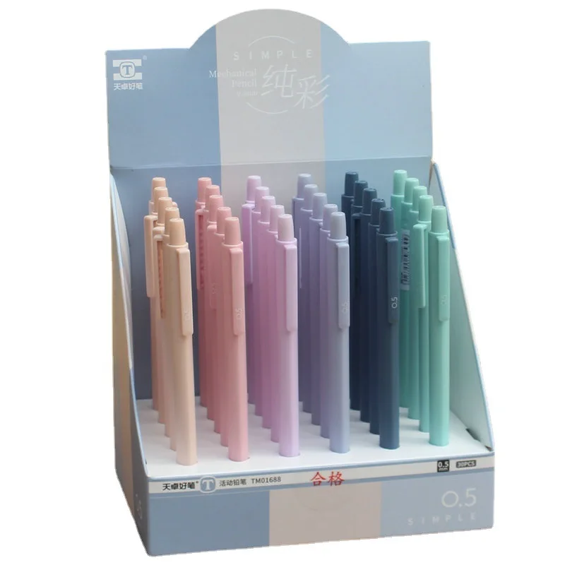 Tianzhuo 01688 0.5mm 0.7mm 30/box press free automatic mechanical pencil macaron color writing tool school stationery with refil