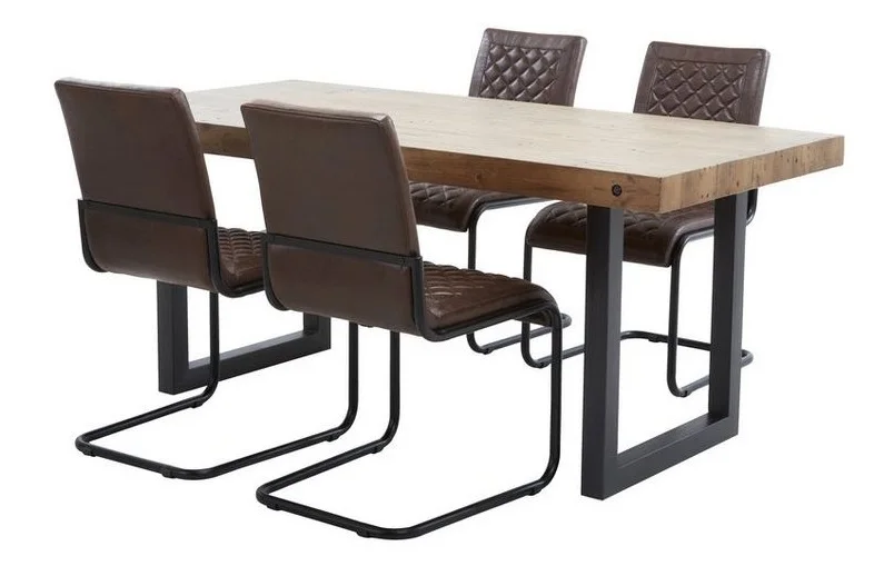 dark brown high quality microfiber black iron pipe chair upholstered kitchen dining chair