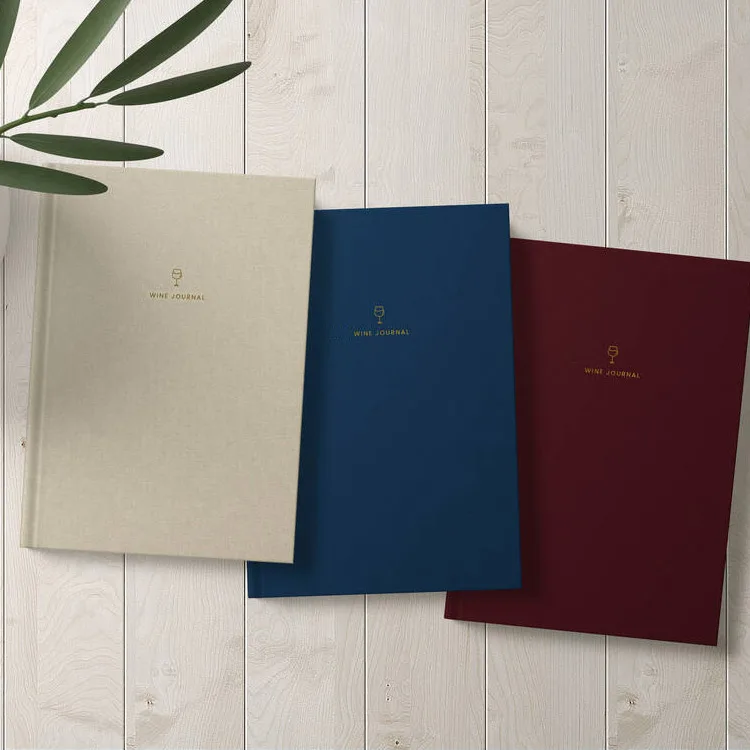 LABON Fabric Gold Foil Cover Custom Printing A5 Wine Tasting Journal Book Spiritual Notebook