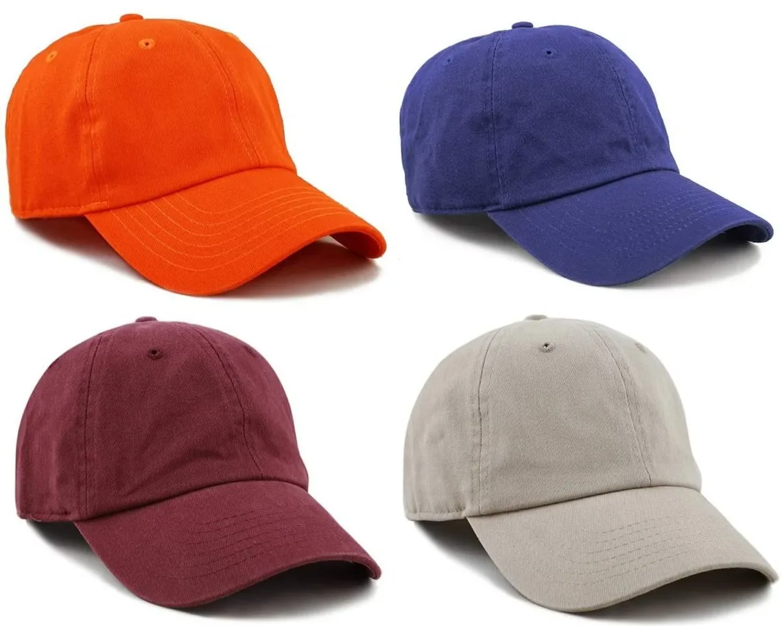 Blank 100% Cotton Washed Unstructured Baseball Caps Custom Logo On 6 Panels Curve Brim Sport Caps OEM Vietnam Headwear Caps Hats