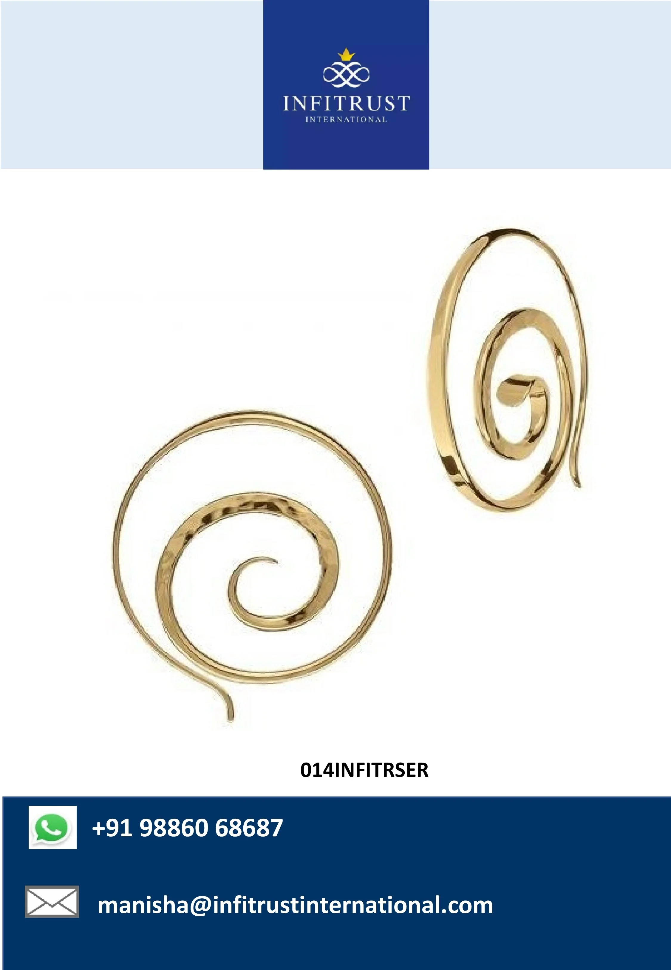 A Fabulous Earring 925 Sterling Silver Custom Spiral Design Plain 14K Gold Plated Exclusive Jewelry as Office Wear at Low Price
