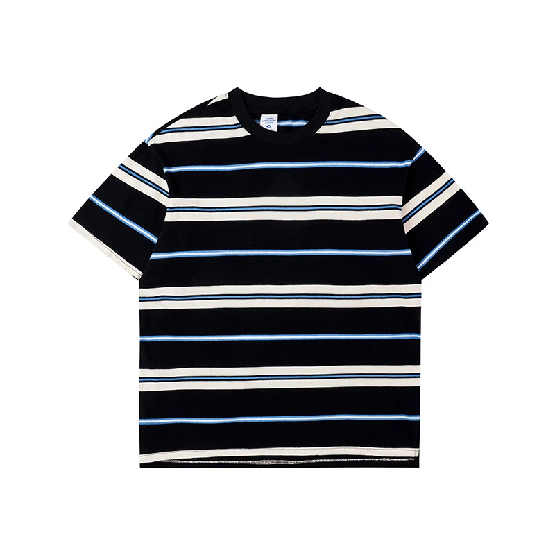 Wholesale Export Oriented Men Tshirt Customizable Printed Casual Striped O neck Short sleeve Slim Fit T Shirt