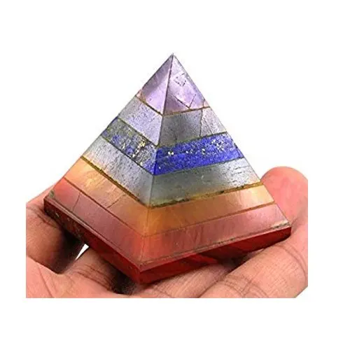 Crystal Natural 7 Chakra Pyramid for Reiki Healing and Crystal Healing Stone Pyramid Size 50 mm Approx Gemstone Chakra Pyramid