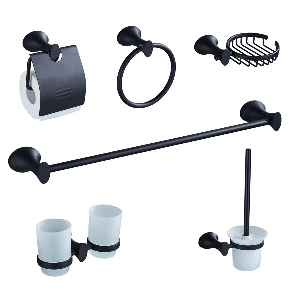 Black factory space aluminum bath fittings bathroom accessories hardware set toilet set bathroom accessories luxury
